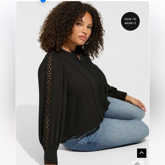 Georgette Lace Trim Button Up Blouse - Picture 2 of 6